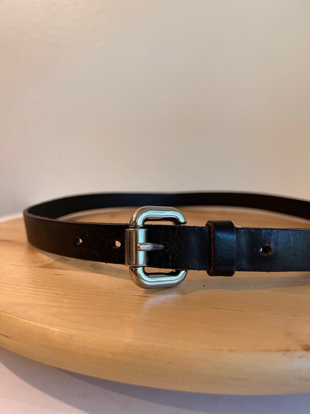 Fossil Dark Brown Worn in Genuine Leather Silver Buckle Belt Size Medium